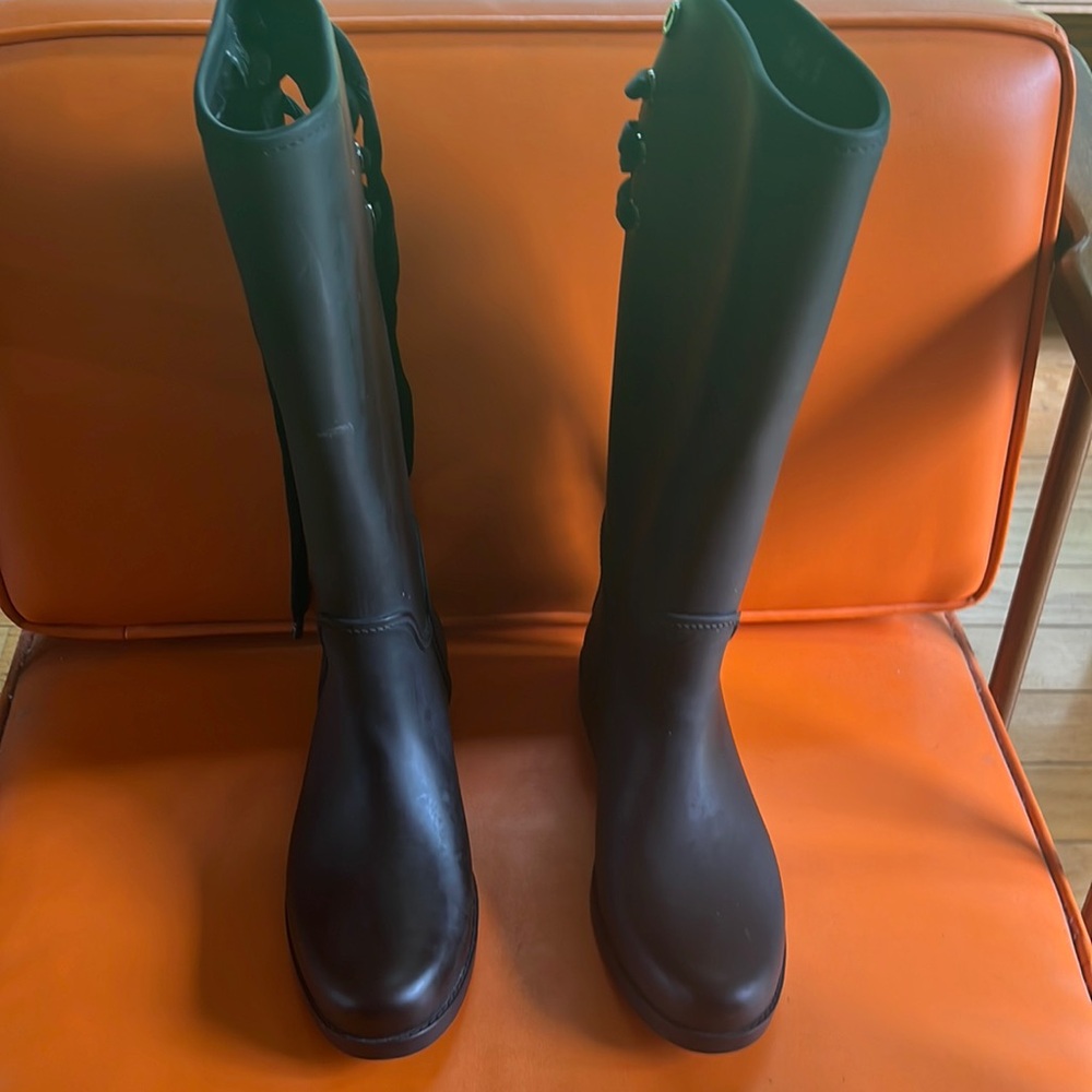 Matte knee high rain boots from COACH